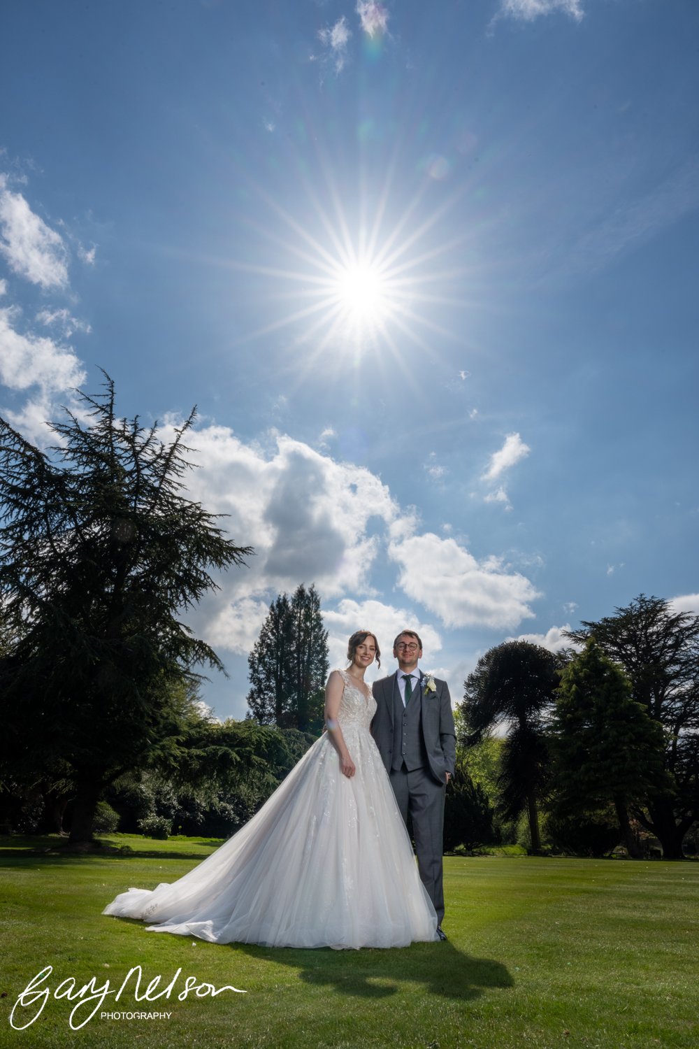 beamish hall hotel sunburst wedding couple