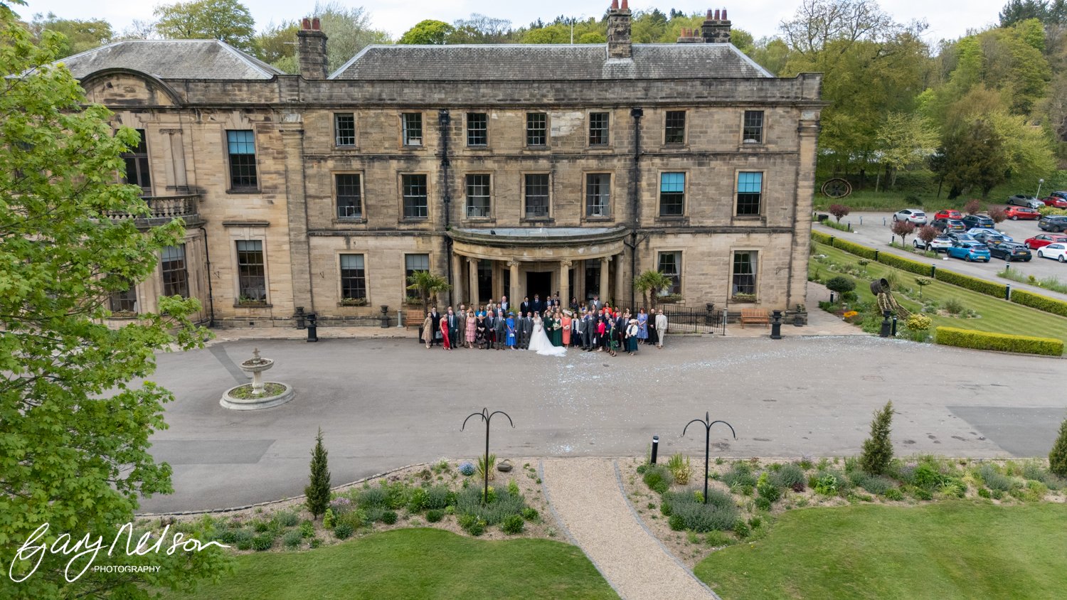 Beamish Hall hotel overhead drone
